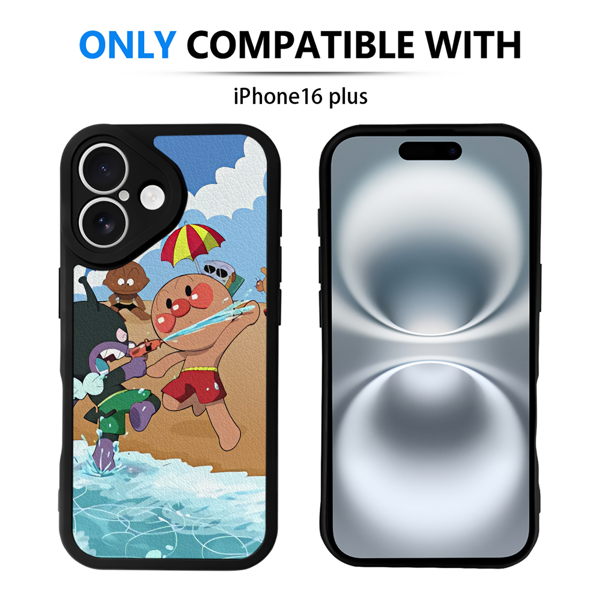 （画像用） アンパンマン Anpanman 【iPhone 16シリーズ対応】シリコンスマホケース（レザー調） 材質：シリコン